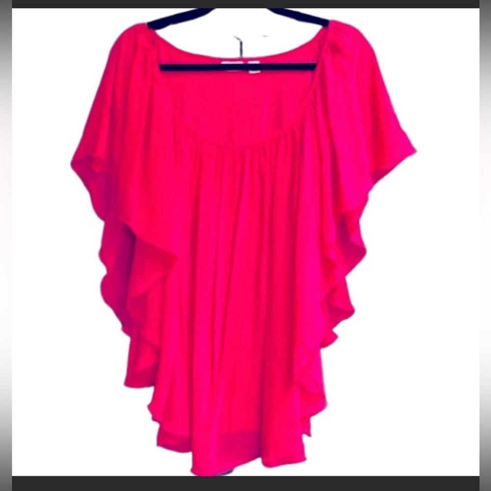 ❌(stolen) CATO Hot Pink Flutter Sleeveless Top